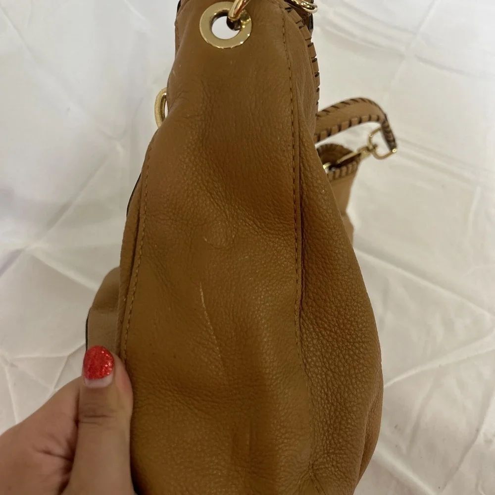MICHAEL MICHAEL KORS Leather‎ Hobo Shoulder Bag Brown Pebbled Tassels Large